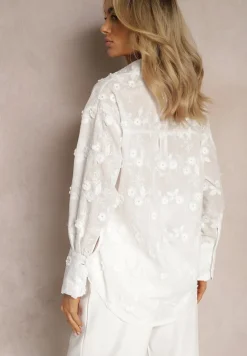 Biała Koszula Klasyczna z Haftowanymi Ozdobami Nexadia