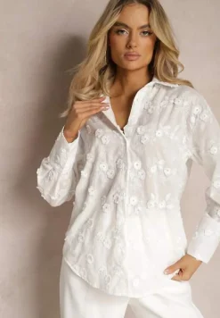 Biała Koszula Klasyczna z Haftowanymi Ozdobami Nexadia