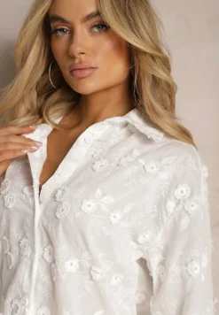 Biała Koszula Klasyczna z Haftowanymi Ozdobami Nexadia