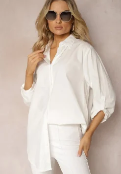 Biała Koszula o Długim Fasonie z Podwijanymi Rękawami Thimusa