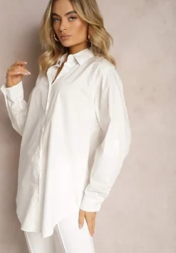 Biała Koszula o Długim Fasonie z Podwijanymi Rękawami Thimusa