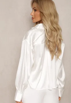 Biała Koszula o Fasonie Oversize z Metaliczną Nicią Venatti