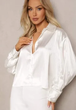 Biała Koszula o Fasonie Oversize z Metaliczną Nicią Venatti