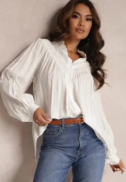 Biała Koszula Oversize z Bawełny Endona