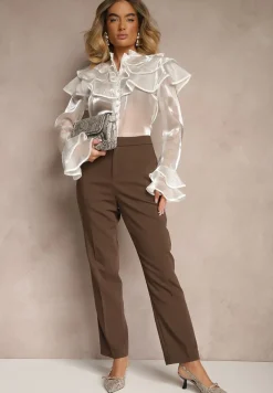 Biała Koszula Ozdobiona Falbankami Ridina