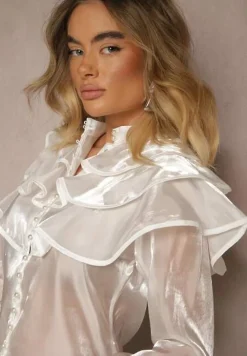 Biała Koszula Ozdobiona Falbankami Ridina
