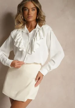 Biała Koszula Ozdobiona Falbaną Kornella