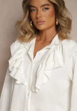 Biała Koszula Ozdobiona Falbaną Kornella