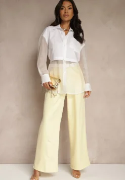 Biała Koszula Ozdobiona Przezroczystymi Rękawami Tilaria