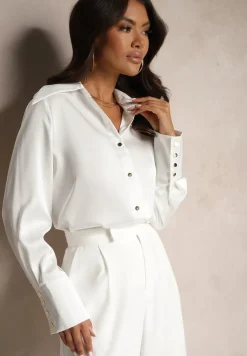 Biała Koszula z Bawełną i Ozdobnymi Guzikami Silwiwi
