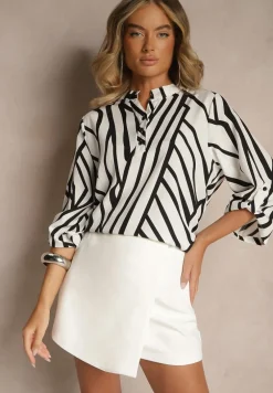 Biała Koszula z Bawełną o Geometrycznym Motywie Amorria