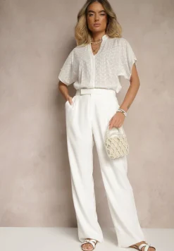 Biała Koszula z Bawełny Ozdobiona Haftem Teladwenna