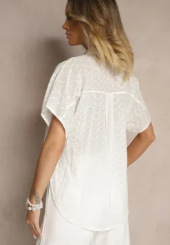 Biała Koszula z Bawełny Ozdobiona Haftem Teladwenna