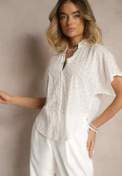 Biała Koszula z Bawełny Ozdobiona Haftem Teladwenna