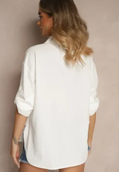 Biała Koszula z Bawełny w Delikatne Paseczki Lisallia