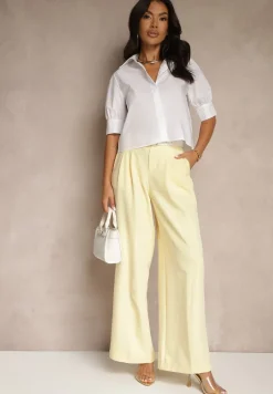 Biała Koszula z Bawełny z Bufiastymi Rękawami Silanira