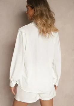 Biała Koszula z Eleganckimi Ażurowymi Wstawkami Meristas