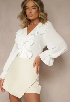 Biała Koszula z Falbankami Ravedia