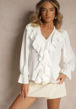 Biała Koszula z Falbankami Ravedia