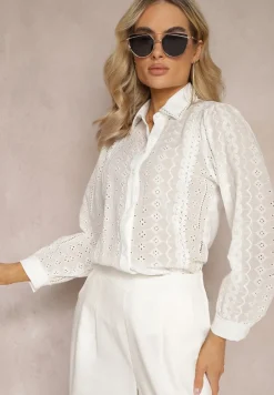 Biała Koszula z Haftowanej Tkaniny w Stylu Boho Perphone