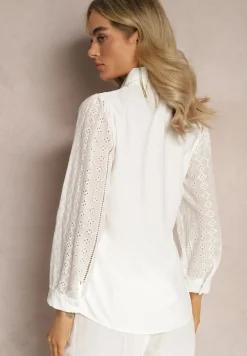 Biała Koszula z Haftowanej Tkaniny w Stylu Boho Perphone