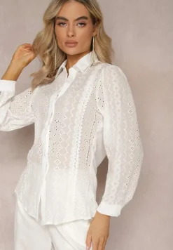 Biała Koszula z Haftowanej Tkaniny w Stylu Boho Perphone