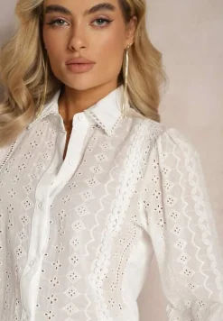 Biała Koszula z Haftowanej Tkaniny w Stylu Boho Perphone