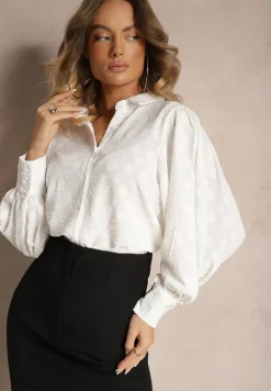 Biała Koszula z Kołnierzem i Szerokimi Mankietami Yanilo