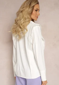 Biała Koszula z Kołnierzem i Przeszyciami Emoree