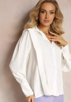 Biała Koszula z Kołnierzem i Przeszyciami Emoree