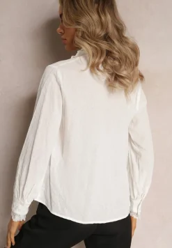 Biała Koszula z Koronką i Kołnierzem Ranamas