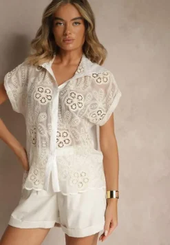 Biała Koszula z Kwiatowym Motywem Zimessae