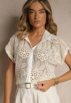 Biała Koszula z Kwiatowym Motywem Zimessae