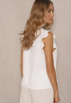 Biała Koszula z Ozdobnymi Falbankami Arilene