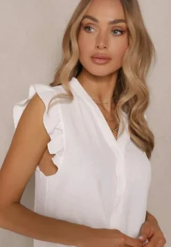 Biała Koszula z Ozdobnymi Falbankami Arilene