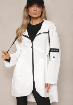 Biała Kurtka Oversize Wiatrówka Ceshela