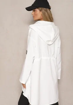 Biała Kurtka Oversize Wiatrówka Ceshela