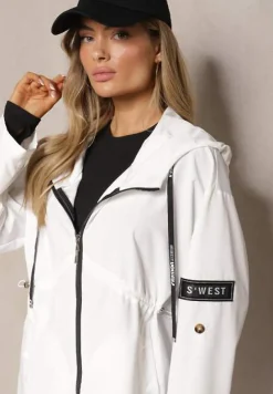 Biała Kurtka Oversize Wiatrówka Ceshela