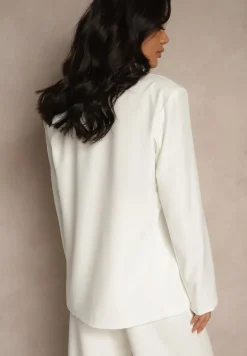 Biała Marynarka Dwurzędowa z Usztywnionymi Ramionami Emivori