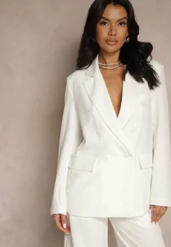 Biała Marynarka Dwurzędowa z Usztywnionymi Ramionami Emivori