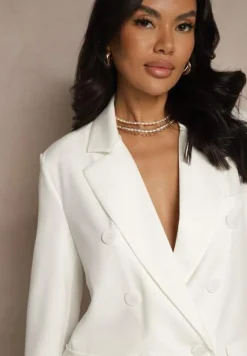 Biała Marynarka Dwurzędowa z Usztywnionymi Ramionami Emivori