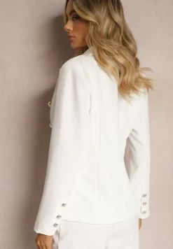 Biała Marynarka na Guziki z Poduszkami w Ramionach Ilysane