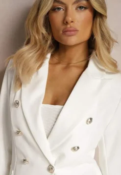 Biała Marynarka na Guziki z Poduszkami w Ramionach Ilysane