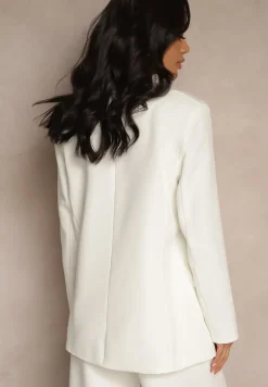 Biała Marynarka z Ozdobną Imitacją Kieszeni Nilzedi