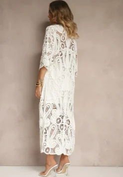 Biała Narzutka z Bawełny z Ażurowym Wzorem Kolorissa