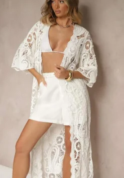 Biała Narzutka z Bawełny z Ażurowym Wzorem Kolorissa