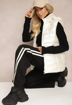 Biała Pikowana Kamizelka z Odpinanym Kapturem Zinnailia