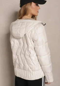 Biała Pikowana Kurtka Dwustronna z Kapturem Eravinea