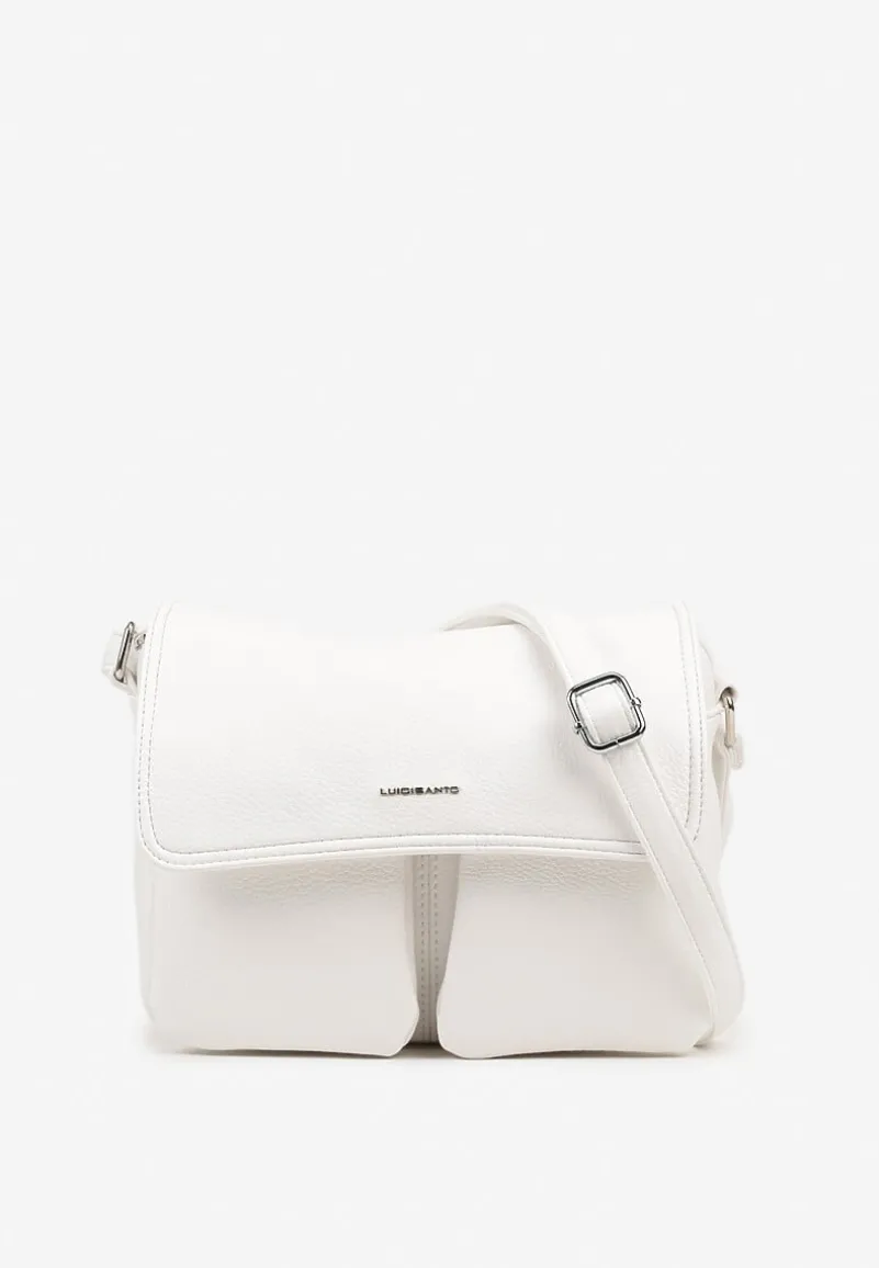 Biała Prostokątna Torebka Typu Listonoszka z Klapą Savireone