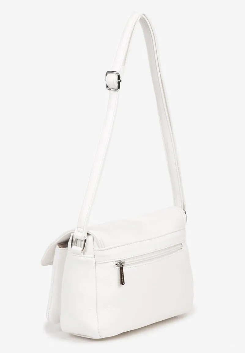 Biała Prostokątna Torebka Typu Listonoszka z Klapą Savireone